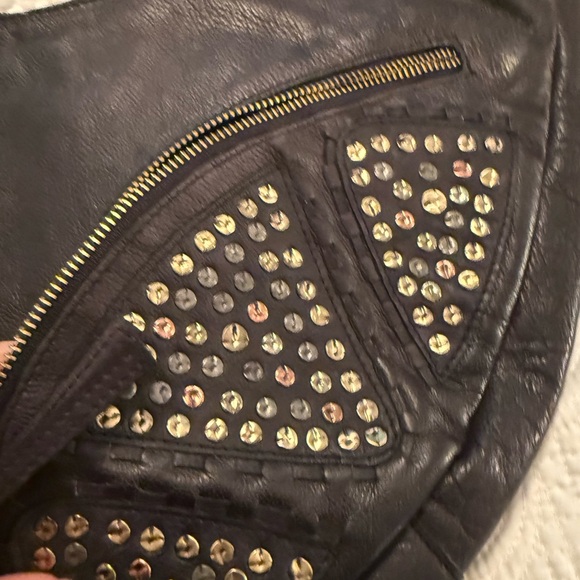 Free People Black Studded Leather Shoulder Bag - Picture 2 of 11